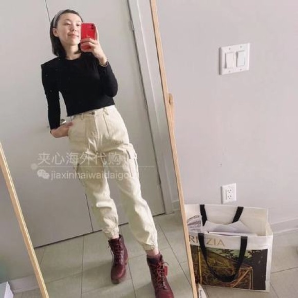 Oak fort 7664 cream crop cargo jean S - Picture 3 of 9